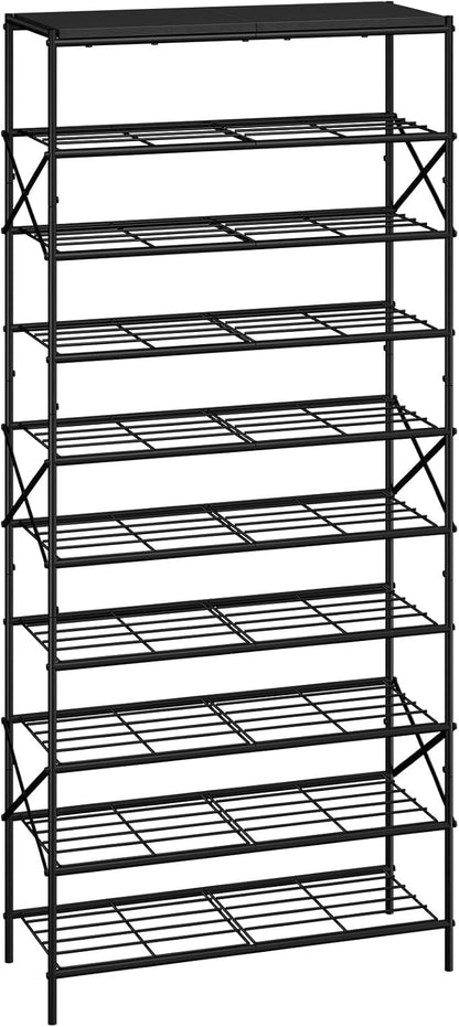 IBUYKE 10 Tier Shoe Rack, Large Capacity Shoe Storage Organizer for 40 Pairs of Shoes, Metal Shoe Storage Rack with Shelf for Entryway Hallway Closet Garage, Black TXJ010B
