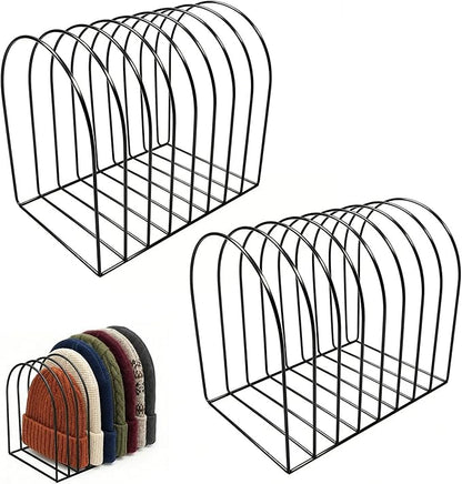 2 Pcs Beanie Organizer, 10-Cap Capacity Metal Beanie Holder, Hat Rack for Knit Hats, Space-Saving Storage for Bedroom, Entryway, Mudroom, Dorm, Apartment,Office