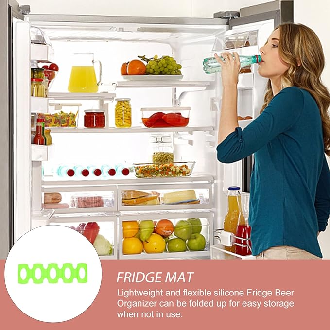 Hemoton Silicone Beverage Can Dispenser Mat for Refrigerator Beer Organizer for Cans and Bottles and - Design for Easy Storage
