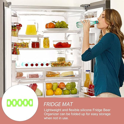 Hemoton Silicone Beverage Can Dispenser Mat for Refrigerator Beer Organizer for Cans and Bottles and - Design for Easy Storage