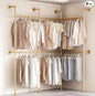 Industrial Pipe Gold Clothes Racks Wall Mounted, Rustic Gold Industrial Pipe Clothing Rack Design - Stylish & Heavy Duty Corner Garment Racks, Perfect for Home or Retail Display