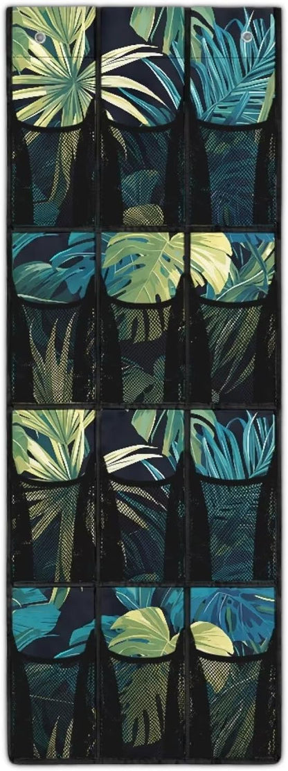 Palm Leaves Over the Door Shoe Organizer,Shoe Organizer Door Hanger,Shoes Hanger Storage Organizer Bag for Bedroom