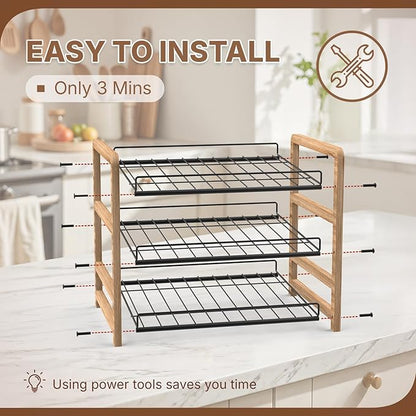 DGWJSU Can Organizer for Pantry 3-Tier, Can Storage Organizer Pantry, Soda Can Organizer, Holds up to 36 Cans Holders for Pantry, Cabinet, Countertop, Carbonized Brown