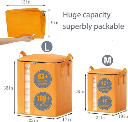 Heavy Duty Moving Bags, Large Reusable Moving Totes with Strong Handles, Waterproof Packing Bags for Moving & Storage, Space Saving Moving Bags for Clothes, Bedding, Toys.(2 Medium & 2 Large)
