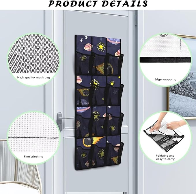 Generic Black Space Hanging Pocket Organizer Lightweight Storage Door Organizer Meet Diverse Storage Needs and Make Finding Things More Convenient and Efficient for Boys Students