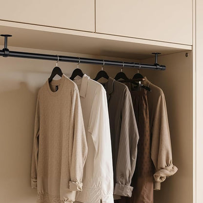 SUTINE Closet Rod, Closet Rods for Hanging Clothes, 17 to 67 inch Adjustable Ceiling/Wall mounted Closet Hanging Rod, Heavy Duty Clothes Rod Clothing Bar, Closet Poles for Hanging Clothes for Wardrobe