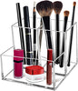 Cerpourt Clear Acrylic Makeup Brush Organizer,Multi-Purpose Cosmetic Brushes Storage Holder with 3 Slots,Pencil Pen Holder for Desk,Desk Organizer and Accessories for Vanity