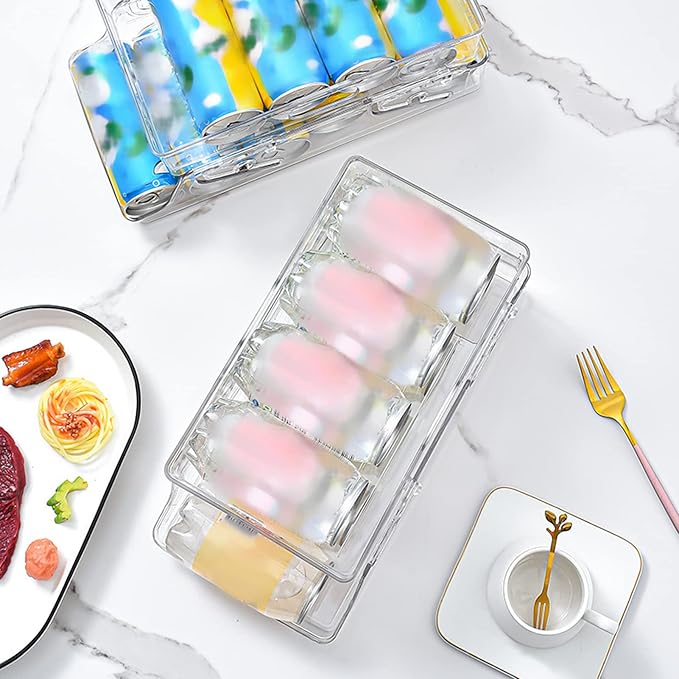 Automatic Rolling Beverage Soda Can Storage Organizer Double Layers Plastic Refrigerator Can Holder Dispenser Bin