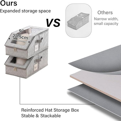 Furlide 2PCS Hat Storage Box, New Grey