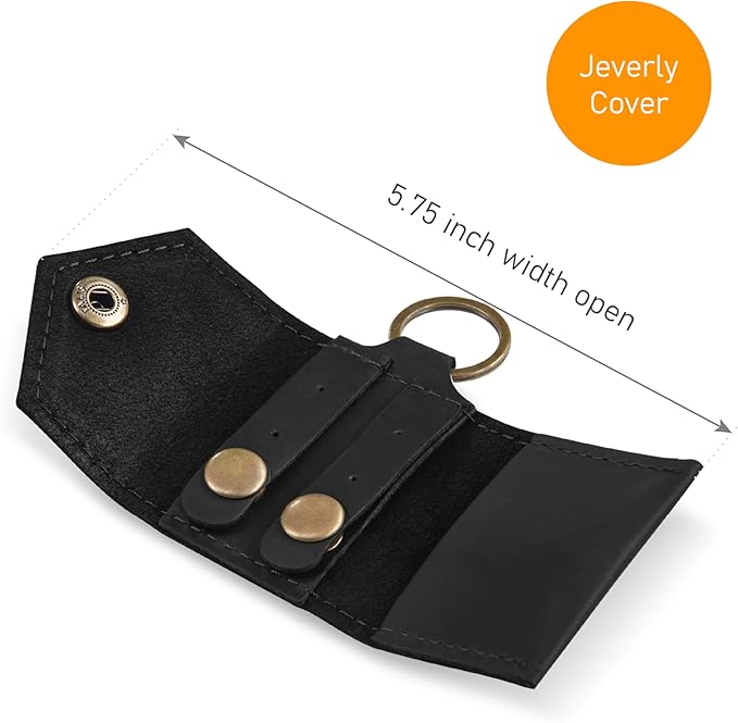 Leather Keychain Earrings Holder, Wedding Travel Case, Engagement Holder, Pouch Bag, Workout and Gym Ring Holder (Cognac)
