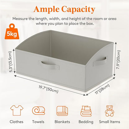 Lifewit Extra Large Trapezoid Closet Storage Bins for Shelf, 6 Packs Non-woven Closet Organizer Baskets with Handles, Foldable Clothes Containers Boxes for Clothing, Book, Purse, 23L, Light Gray