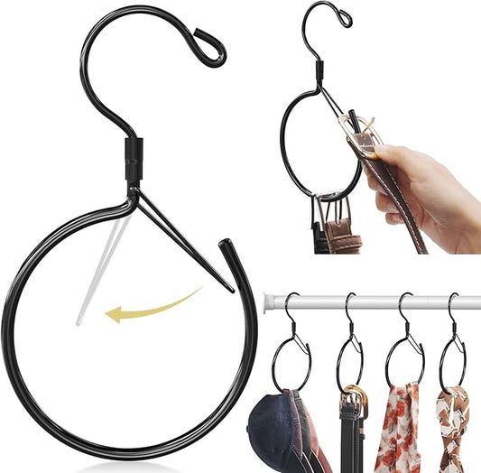 Supforce 2 Pack Belt Hanger, 360° Swivel Belt Hanger for Closet, Belt Organizer for Closet, Holds Ties, Scarves, Bags, Hat & Accessories, Black