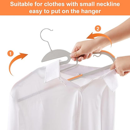 VECELO 50 Pack Coat Hangers, Premium Quality Plastic Suit Clothes Hanger, Non-Slip, Heavy-Duty, S-Shaped Opening, 360º Swivel Hook, Space-Saving for Bedroom Closet