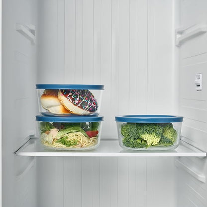 12-Piece Glass Food Storage Containers Set (6 Containers + 6 BPA-Free Lids) | 4-Cup, Leakproof | Microwave, Freezer, Oven & Dishwasher Safe | Ideal for Meal Prep & Pantry Organization, Deep Navy