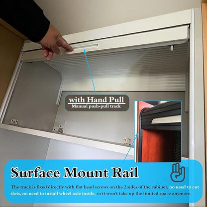 Retractable Tambour Door Storage Bins - Flexible PVC Sliding Door Kits for Cabinets, Easy Install, 60x80cm, Decorative Appliance Organizer