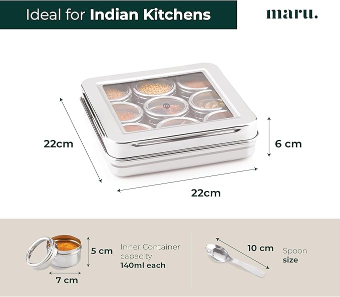 MARU Spice Box (9IN1_SQUARE WITH INNER LIDS)