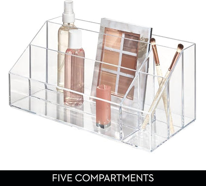 iDesign 5-Section Makeup Organizer - Countertop Organizer for Cosmetics - Set of 2 - Clear