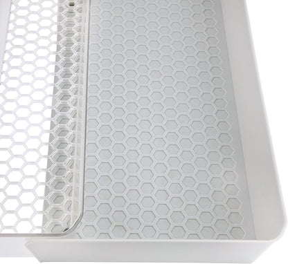 Spectrum Diversified Hexa Expandable Divided Drawer Organizer Tray Modern Kitchen Cutlery, Utensil, Silverware Holder, Cabinet Storage, 13 x 16, Clear Frost/Stone Gray (Pack of 2)