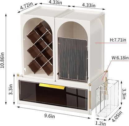 Premium Makeup Organizer with Adjustable Compartments, Spacious Drawers for Cosmetics and Brushes - Ideal for Vanity, Bathroom, or Dressing Table