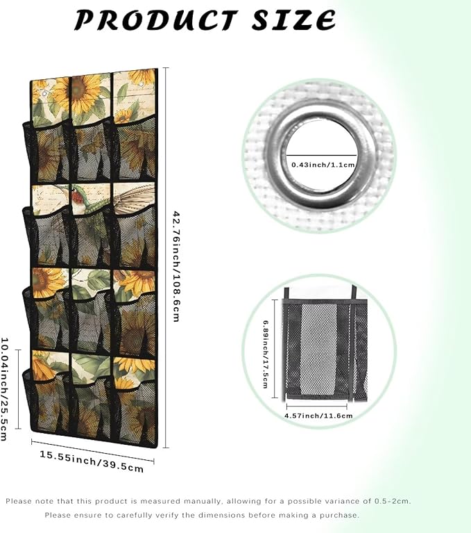 Generic Sunflower Hummingbird Shoe Organizer Door Hanger Reusable Over The Door Shoe Storage Organizer Good Organizing Items for Housewives Renters Women Men