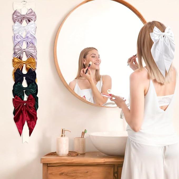 3 PCS Bow Holder for Girls Hair Bows, Ribbon Hair Clip Oraganizer Hair Barrettes Storage for Women,Wall Hanging Alligator Clip Hair Accessories Organizer Bedroom College Dorm Decor (Beige-3pcs)