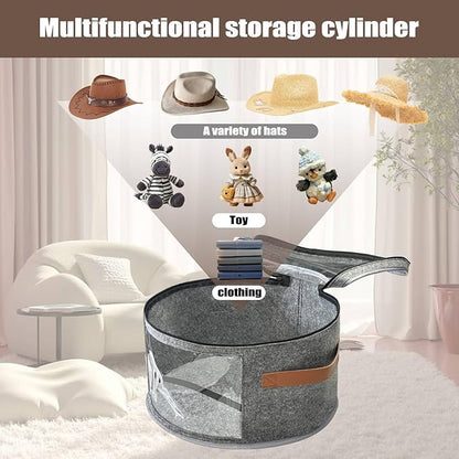 STARGAZ Oversized Clear Hat Storage Bag, Hat boxes for women storage, Cowboy hat storage, Hat accessories, hat organizer for closet, hat travel case with Handle, Holds Up to 10 Hats (Grey 1 Pack)
