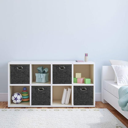 Posprica Storage Cubes,12×12 Storage Bins,Foldable Storage Baskets Fabric Drawers Containers for Shelf Cabinet Bookcase,Thick and Heavy Duty (4pcs, black)