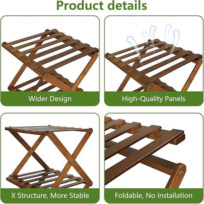 Narrow Shoe Rack, Foldable Bamboo Shoes Shelf for Small Spaces, Multifunctional Vertical Shoe Organizer Tall for Entryway, Closet, Corner, Bedroom, Hallway (Brown, 5 Layers)