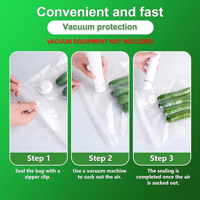 FIRAWER Reusable Vacuum Sealer Bags - BPA-Free, Leakproof Food Storage Bags for Sous Vide, Freezer & Meal Prep | Compatible with Most Vacuum Sealers (8.5 * 8.5in Bags 12Pcs)