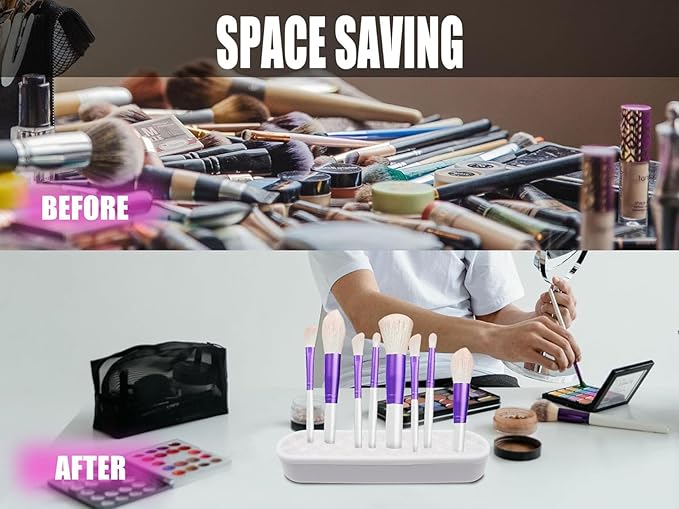 1Pcs White Makeup Brushes Holder Silicone Make Up Brush Holder Stand Makeup Vanity Brush Holders for Painting Pen Brushes Nail Clippers Drill Pens Ruler Sewing Craft Tools