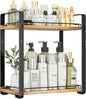 Delamu 2-Tier Bathroom Counter Organizer, Wood Vanity Organizer Countertop for Skincare & Makeup, Multi-Purpose Vanity Bathroom Shelf for Coffee Station Kitchen Storage and Organization