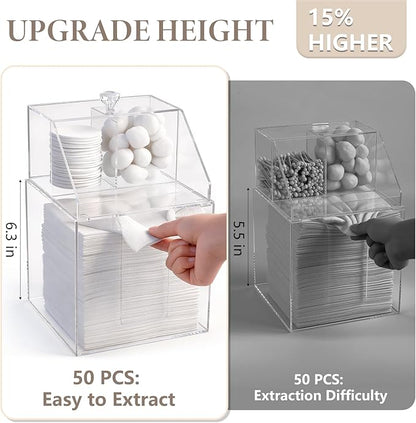 Anyoifax Disposable Facial Towels Storage Compatible with Clean Skin Club Clean Towel XL Double Layer Acrylic Box Cotton Pads Container Qtip Bin Face Towelettes Holder for Bathroom Counter, Clear