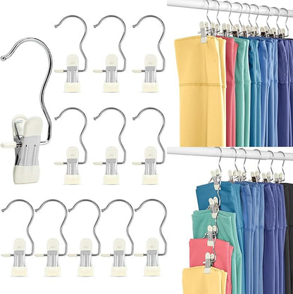 HOUSE DAY Legging and Yoga Pants Hangers with Clips 40 Pack, Closet Organizer Clips, Space Saving Hanging Clips for Hat, Bag, and Home Storage - Ivory
