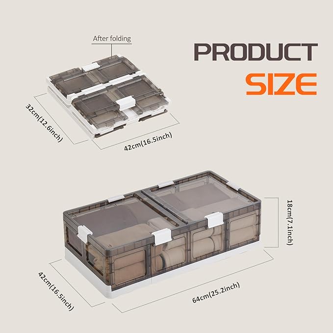 Under Bed Storage Containers with Wheels - Stackable, Foldable Plastic Storage Boxes with Lids for Clothes, Shoes, Blankets - Perfect for Bedroom Organization and Dorms (1 Pack-25.2''x16.5''x7.1'')