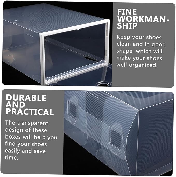 MAGICLULU 5-Piece Stackable Shoe Storage Box Organizer Drawer-Type Plastic Containers for Home Organization Dustproof Design for Shoes Display and Storage