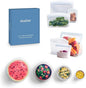 Stasher Silicone Reusable Storage Bags & Stretch Lids, 10-Pack Starter Kit, Reusable Freezer Bags, Microwave, Dishwasher, Oven Safe, Sous Vide, Lunch Containers, Eco Friendly, Food Storage Bags, Clear | Reusable Food Bags