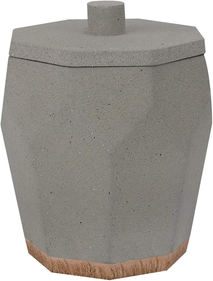 nu steel Cement, Made of Cement Bathroom Vanity Countertop Storage Organizer Canister Jar for Cotton Swabs, Rounds, Balls, Makeup Sponges, Bath Salts - Stone/Brown