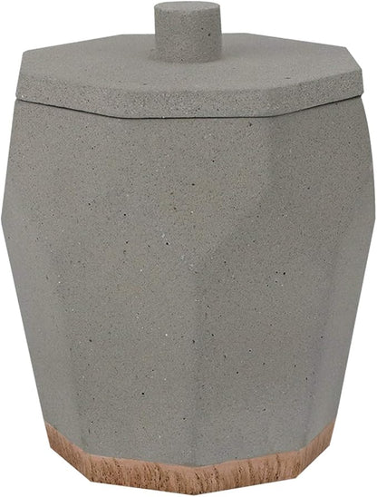 nu steel Cement, Made of Cement Bathroom Vanity Countertop Storage Organizer Canister Jar for Cotton Swabs, Rounds, Balls, Makeup Sponges, Bath Salts - Stone/Brown