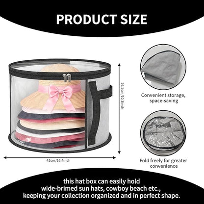 4-Piece Hat Storage Box, a Large-Capacity, Foldable, Transparent and Multi-Functional Organizer With Handle, Suitable for Storing Cowboy Hats, Top Woolen Hats Baseball Caps