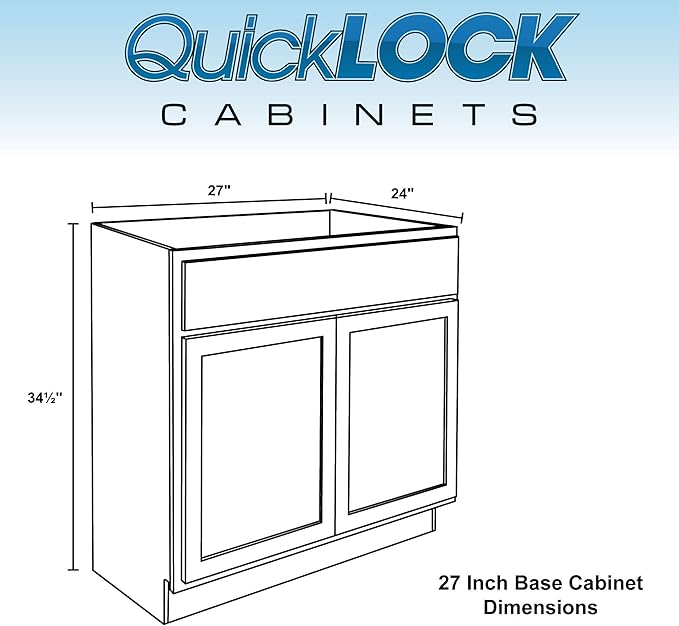 Quicklock RTA (Ready-to-Assemble) | Base Kitchen Cabinets - Shaker Style | Made in America (Raw Maple, 27" Wx34.5 Hx24 D Base)