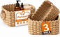 Storage Basket, Recycled Paper Rope Basket Organizer, 3Pcs Small Baskets for Organizing, Mini wicker Basket for Decorative Storage Bins, Shelves, Cabinet - Brown