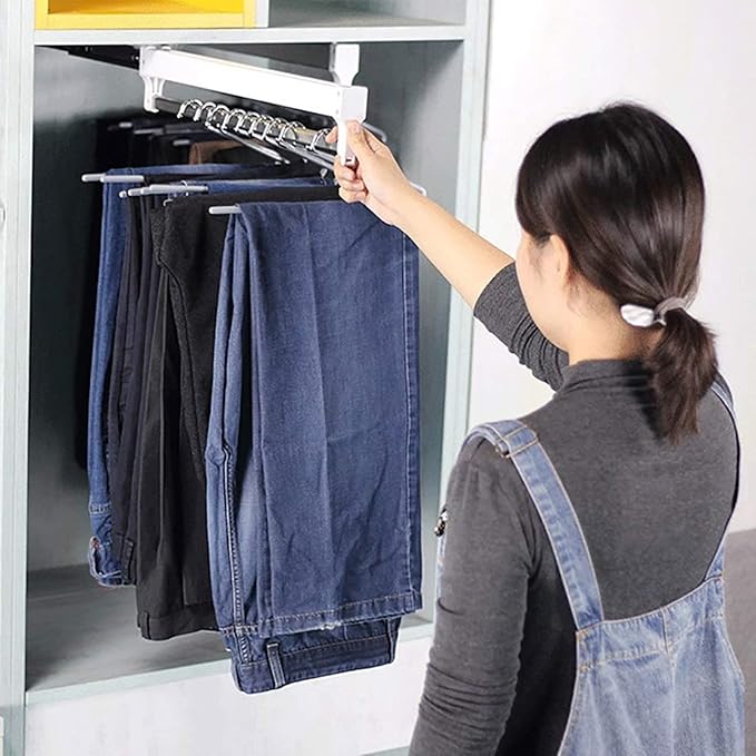 XLTFUC Extendable Hanger with Rails 30-60 Cm, Wardrobe Trousers and Coat Organizer, Load Capacity 25 Kg (Size : 500mm/19.7inch)