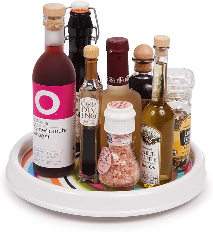 French Bull Lazy Susan Round Rotating Melamine Kitchen Pantry Cabinet Tableware Organizer-Platter, Turntable, Serving, 11-inch, Ziggy