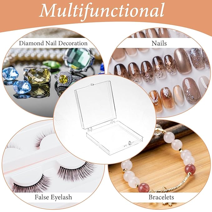 50PCS Press On Nail Storage Boxes Clear Plastic Fake Nail Tips Display Case with 150Pcs Adhesive Double Sided Tape Empty Packaging Boxes Container for Home Beauty Nail Art Business Salon