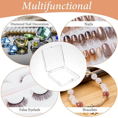 50PCS Press On Nail Storage Boxes Clear Plastic Fake Nail Tips Display Case with 150Pcs Adhesive Double Sided Tape Empty Packaging Boxes Container for Home Beauty Nail Art Business Salon