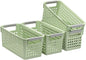 Soddeph Slim Plastic Storage Basket with Handles, Narrow Organizer box for Shelves, Organizer box for Organizing, Kitchen,Home,Office (Green, Small)
