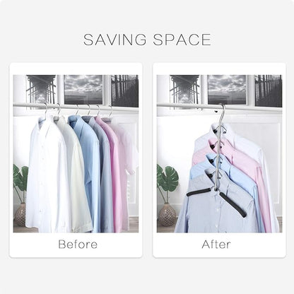 DOIOWN Blouse & Shirt Hangers - Non Slip Space Saving Stainless Steel Closet Organizer (2 Pack)