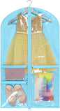 Univivi 40 Inch Girls Garment Bags for Dance Costumes, Dance Competition Garment Bag with 3 Medium Clear Zipper Pockets for Dance Essentials and Accessories, Dance Shoes (Blue), 1 Pack, UN0750