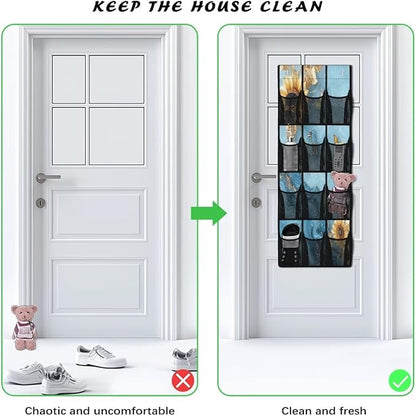 Sunflowers Over The Door Shoe Organizer Mesh Pockets Door Hanger Organizer for BedRoom Blue Marble Multi-Funtion Storage Bag 12 Pockets Multi-Pocket Shoe Holder Hanger