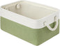 Storage Baskets for Shelves 13.8x9.8x6.7 Inch, Foldable Fabric Storage Bins with Handles, Small Storage Baskets for Organizing Closet, Office, Home Organization (1-Pack, White&Green)